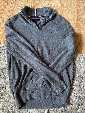 Tommy Hilfiger Men's Charcoal Gray Half-Zip Sweater
